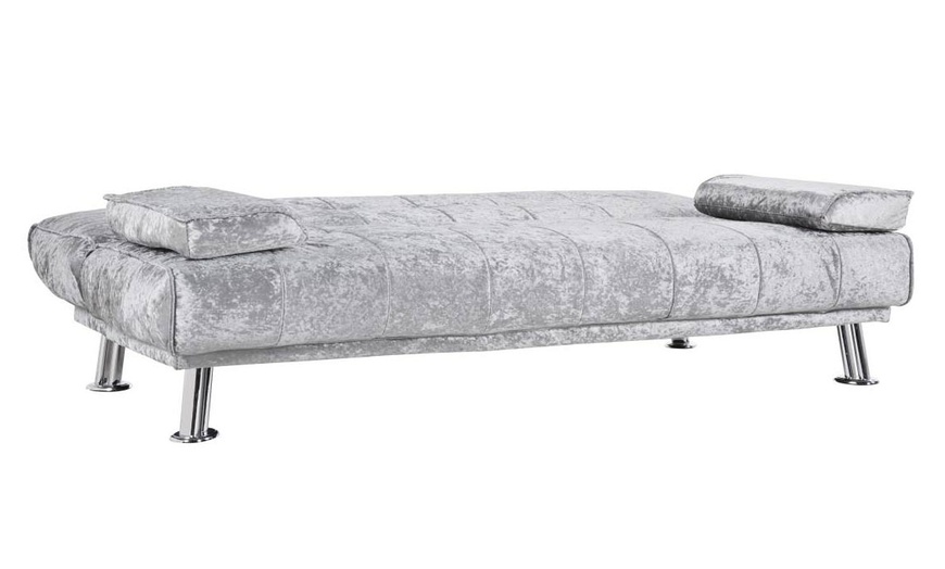 Image 2: Crushed Velvet Fabric Sofa Bed