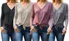 Reflection Women's Button & Tie-Front Oversized Waffle Knit Top. Plus Sizes Available