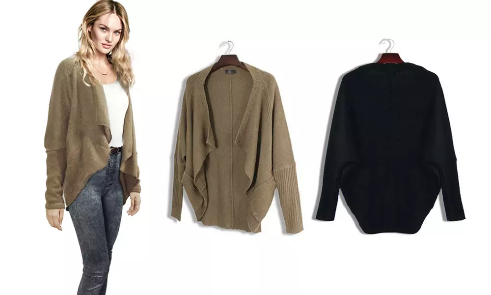 Cardigan en laine mélangée à manches chauve-souris - Primary Image