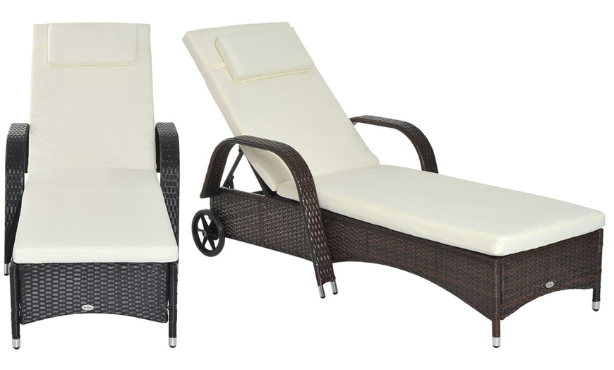 Image 1: Outsunny Lounger Recliner Bed