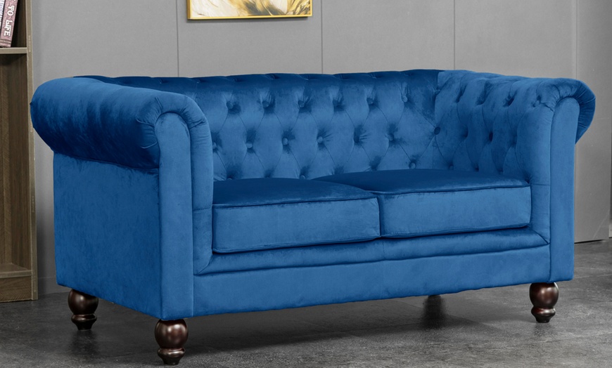 Image 21: Chesterfield Velvet Sofa Sets