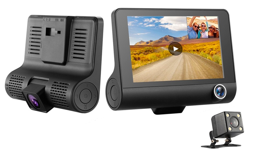 Image 1: Three-Lens Dash Cam