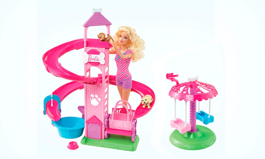 Image 1: Barbie Slide and Spin Pups Set