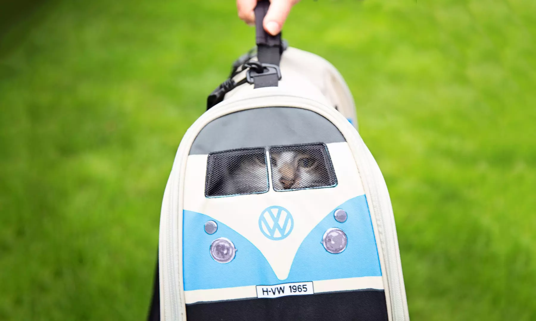 Blue VW Camper Van Pet Carrier - Primary Image