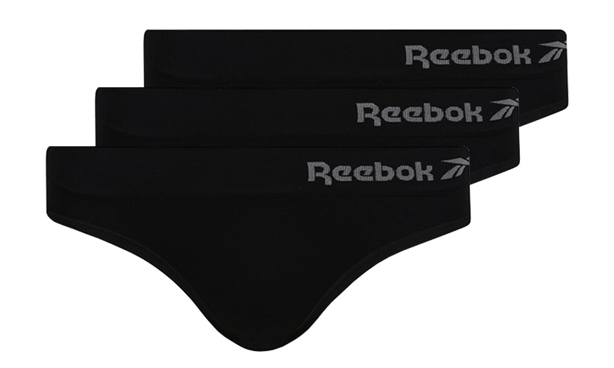 Image 1: Three-Pack of Reebok Women's Black Seamless Briefs