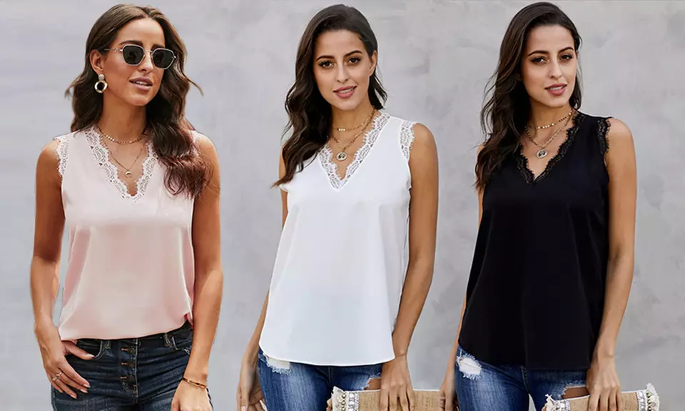 1 ou 2 hauts pour femme avec col en dentelle, taille et coloris au choix - Primary Image