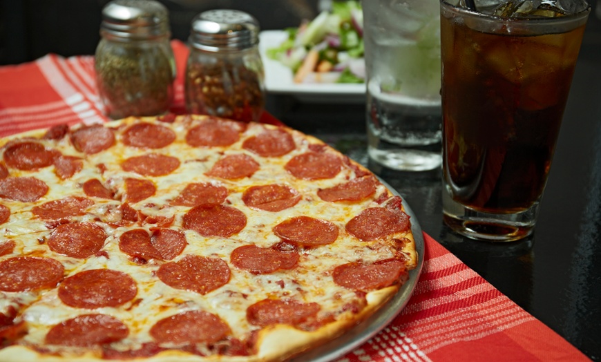 Image 1: Pizza, Chips, Salad and Drink