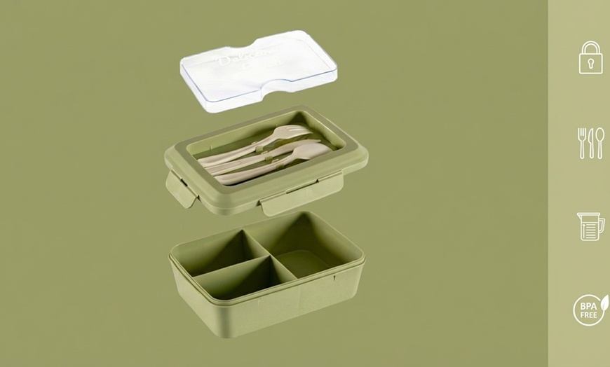 Image 11: Ensemble de 2 boîtes à lunch avec 3 compartiments et couverts