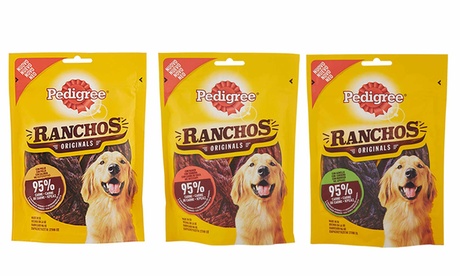 Fino a 28 snack per cani Ranchos Originals Pedigree disponibili in 3 gusti