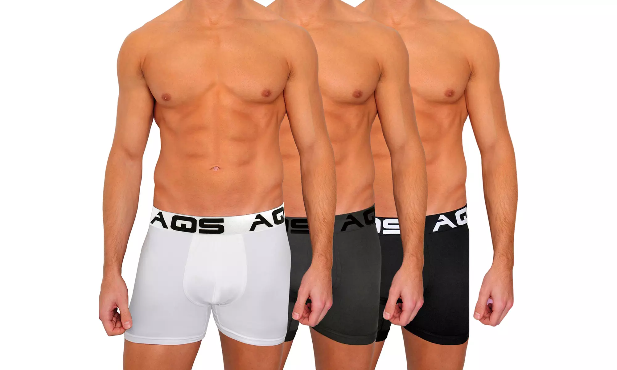 3 Pack AQS Men's Colorful Boxer Briefs 