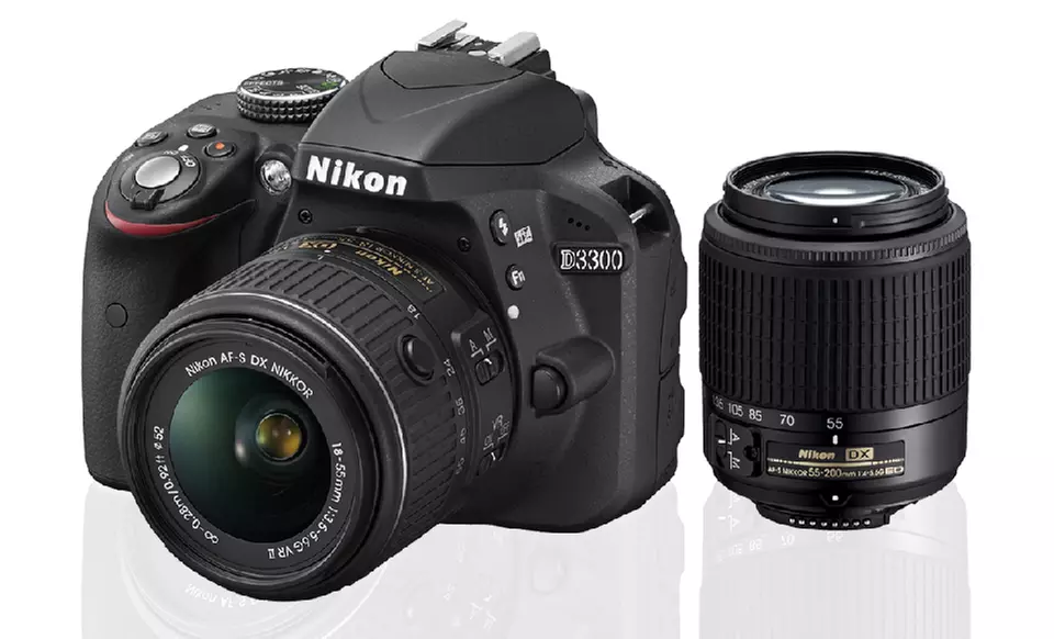 Nikon D3300 24.2MP DSLR with 18–55mm Lens and Optional 55–200mm Lens from $399.99–$499.99 (Manufacturer Refurbished)  - Primary Image