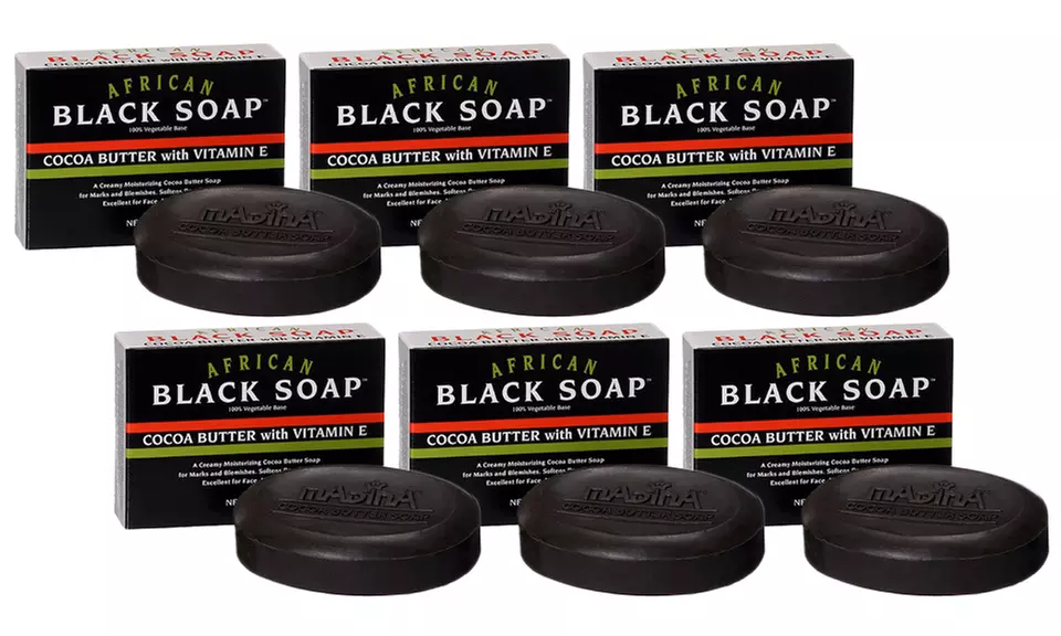 Madina African Black Soap with Cocoa Butter and Vitamin E (6-Pack) - Second Medium