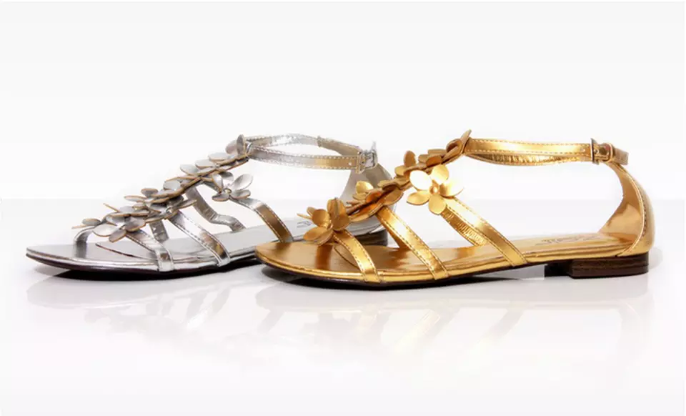 Unze Women's Floral Sandals in Silver or Gold. Multiple Options Available. - Primary Image