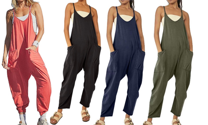 Image 1: Women's Casual Sleeveless Jumpsuits with Pockets