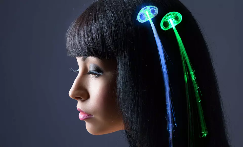 4-Pack of LED Hair Braids in Assorted Colors. - Primary Image