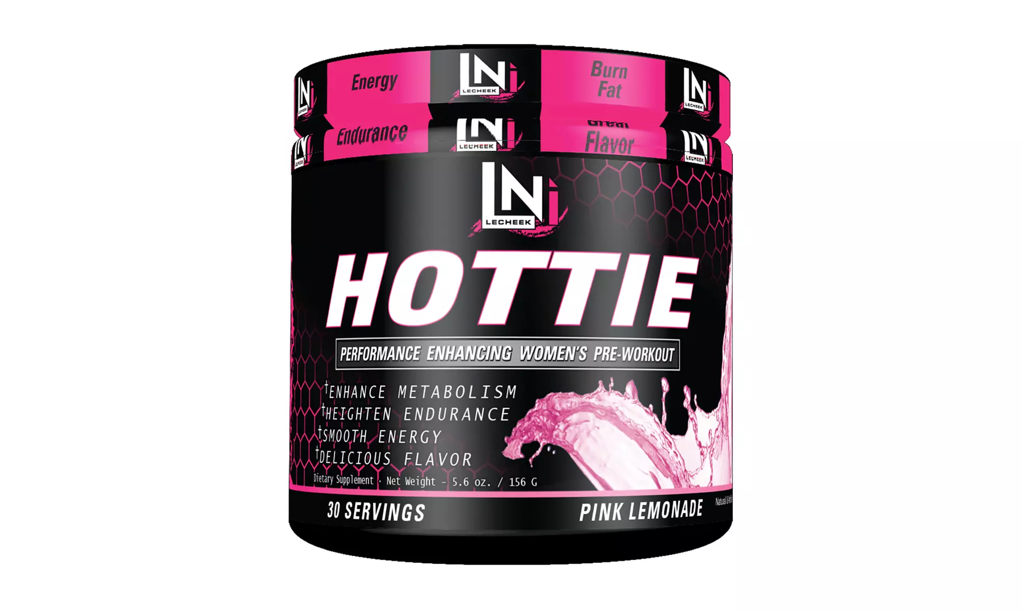 Lecheek Hottie Women's Pre-Workout Supplement in Pink Lemonade or Forbidden Apple; 30 Servings - Second Medium