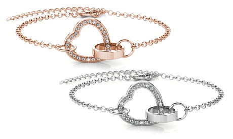 1 o 2 braccialetti realizzati con cristalli Swarovski®, con decorazione a cuore, disponibili in 2 colori