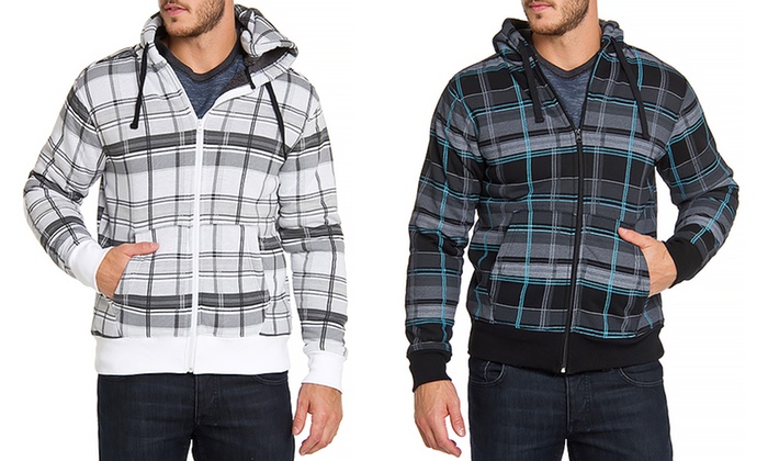 mens plaid zip up hoodies