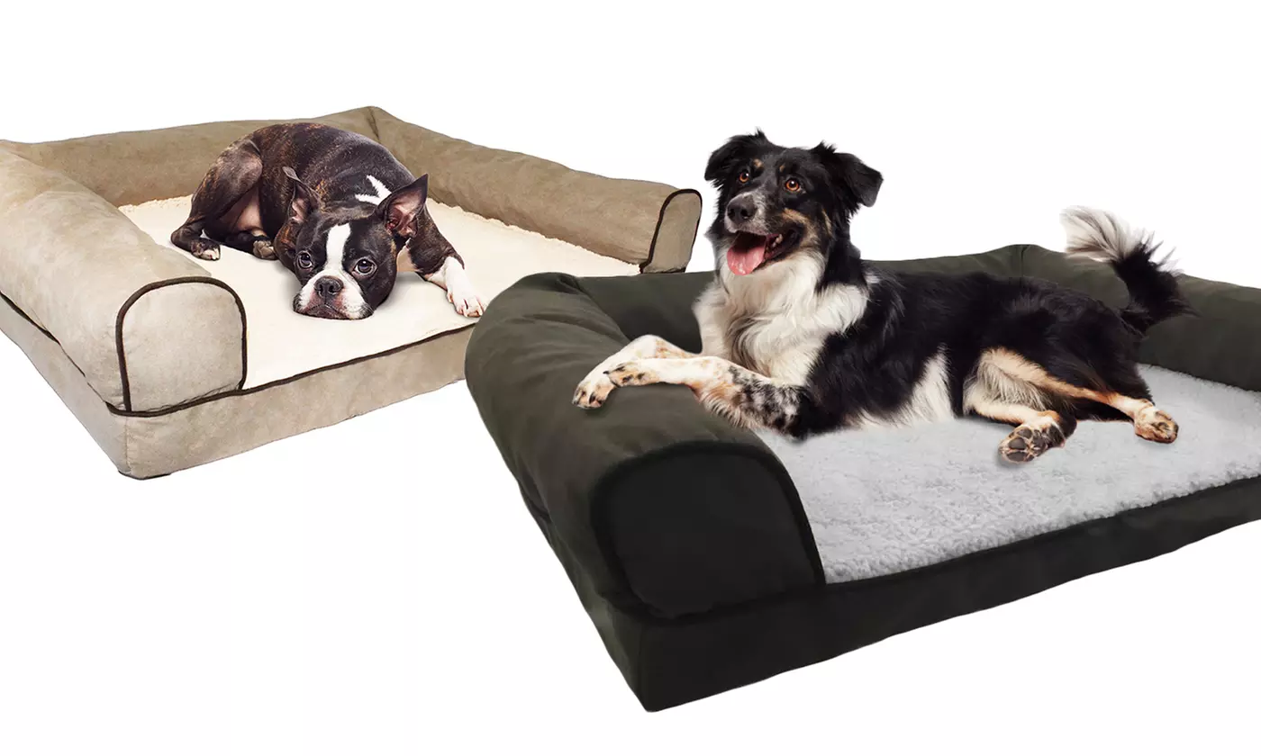 Microsuede and Sherpa Fleece Orthopedic Couch-Style Pet Bed - Primary Image