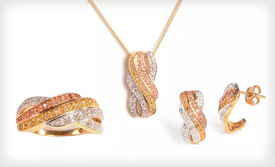 $19 for Tri-Color Diamond Ring, Pendant, or Earrings ($129 List Price). 8 Options Available. Free Shipping and Returns. - Primary Image