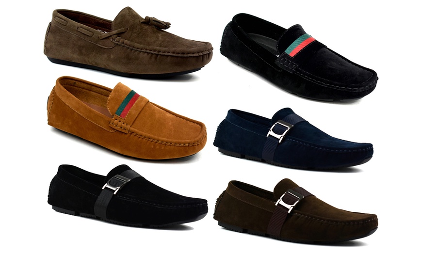 Image 1: Boys' Faux Suede Slip-On Loafers