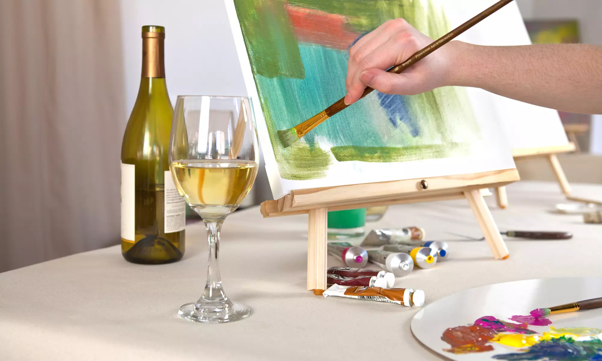 Canvas Painting Class with Wine at The Pottery Bug (Up to 36% Off)    - Primary Image