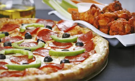 Two Pizzas and 5 Pounds of Wings, or Four Pizzas and 10 Pounds of Wings at The Park Tavern (Up to 51% Off) - Primary Image