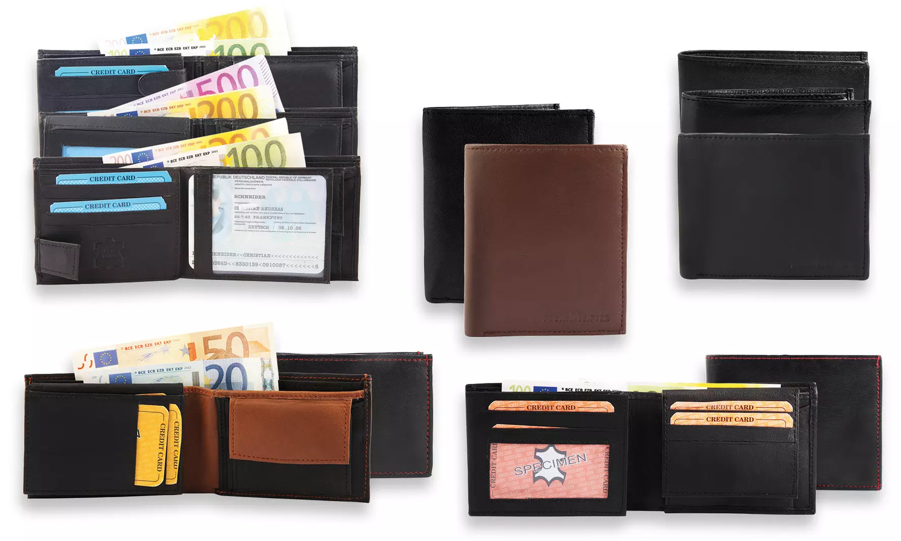 1, 2 ou 3 portefeuilles pour homme en cuir véritable - Primary Image