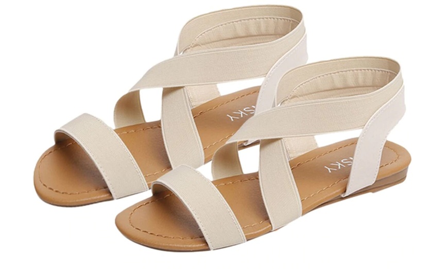 Image 12: Elastic Flat Strap Sandals