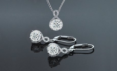 Infinity Crystal Drop Pendant and Earrings Set with Swarovski Elements