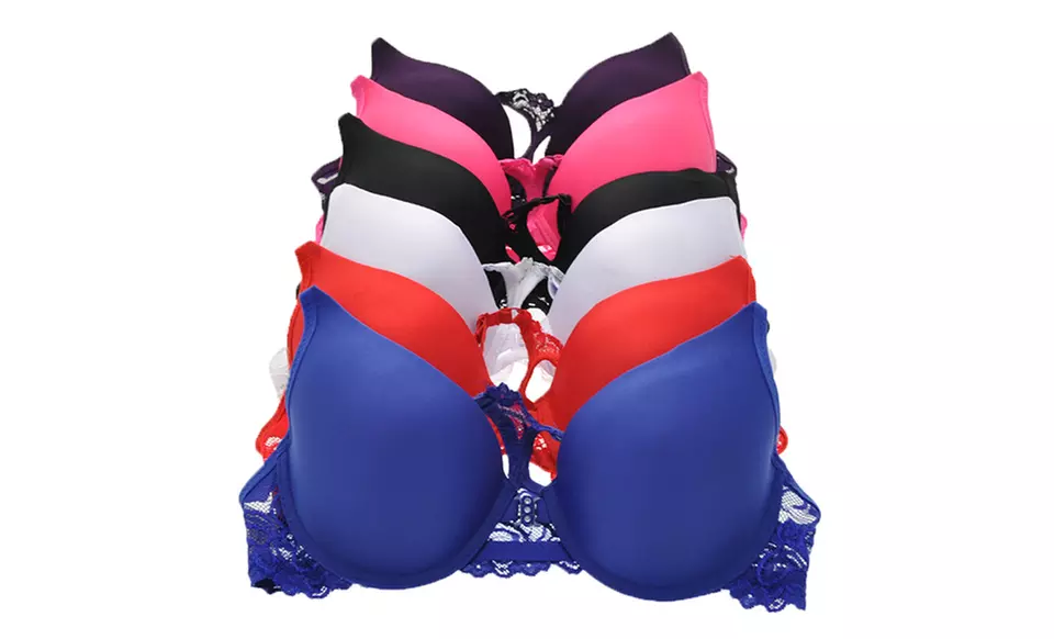 Lace-Back Racerback Bra in Assorted Colors (6-Pack) - Primary Image