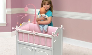 Deluxe Doll Crib with Storage & Wheels