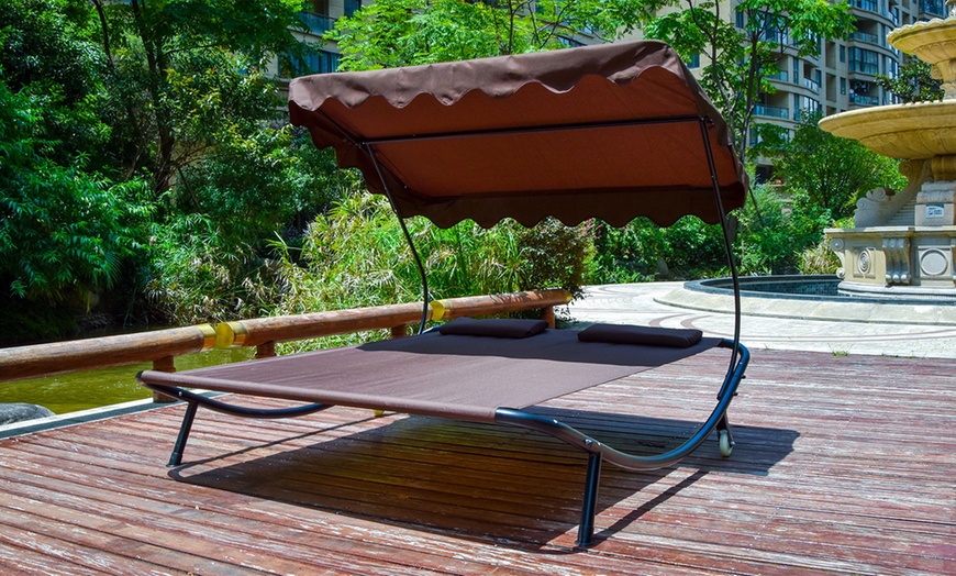 Image 3: Double Outdoor Sun Bed 