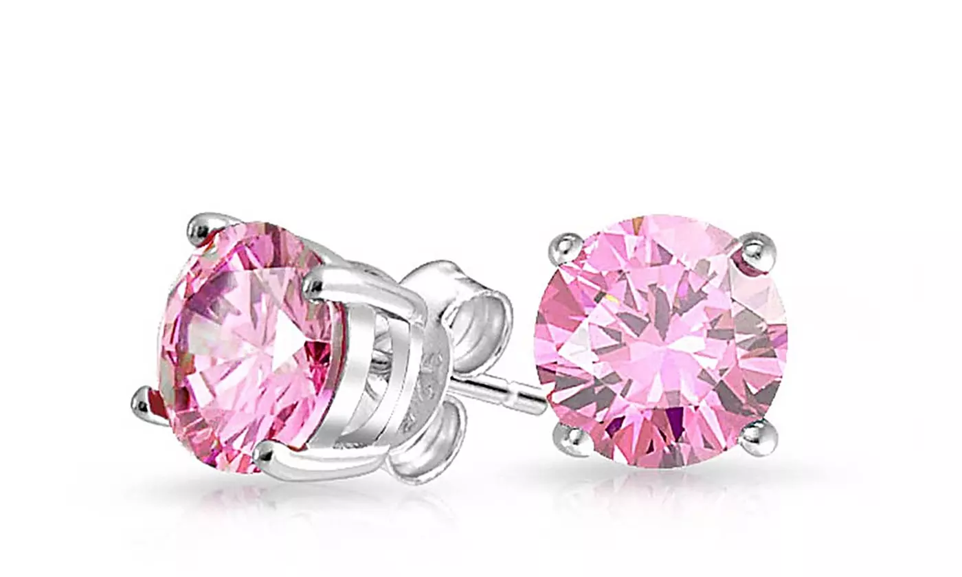 1 or 2 Pairs of 2.00 CTTW Genuine Pink Sapphire Gemstone Stud Earrings in Sterling Silver From $5.99–$7.99 - Primary Image