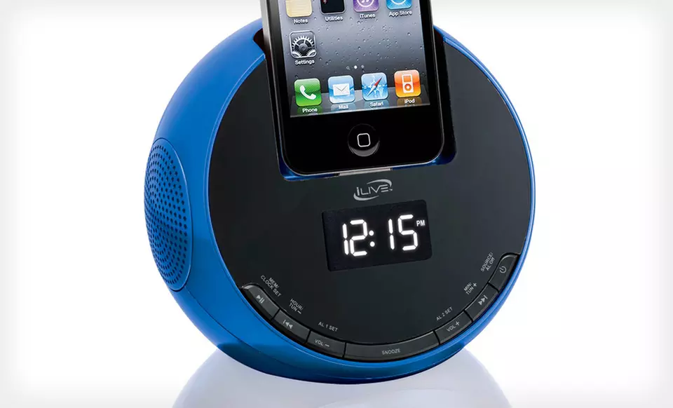 $24.99 for an iLive Clock Dock in Blue or Black ($59.99 List Price). Free Shipping and Free Returns. - Second Medium