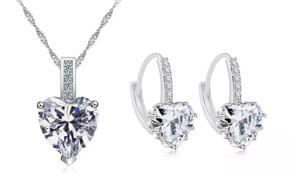 Parure de bijoux en forme de cœur imitation saphir - Second Medium