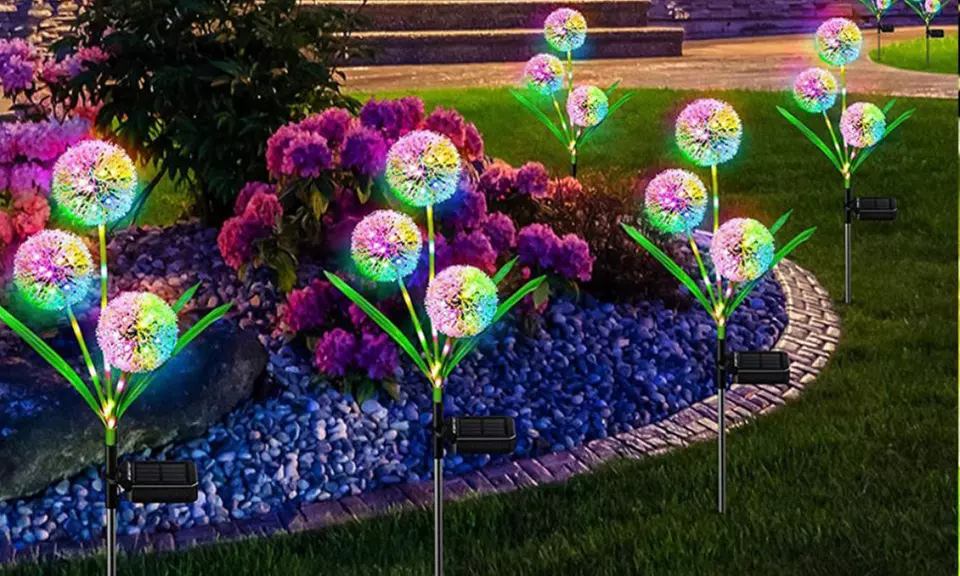 Pack of 2 or 4 Solar Outdoor Landscape Water-resistant Dandelion Light - Primary Image