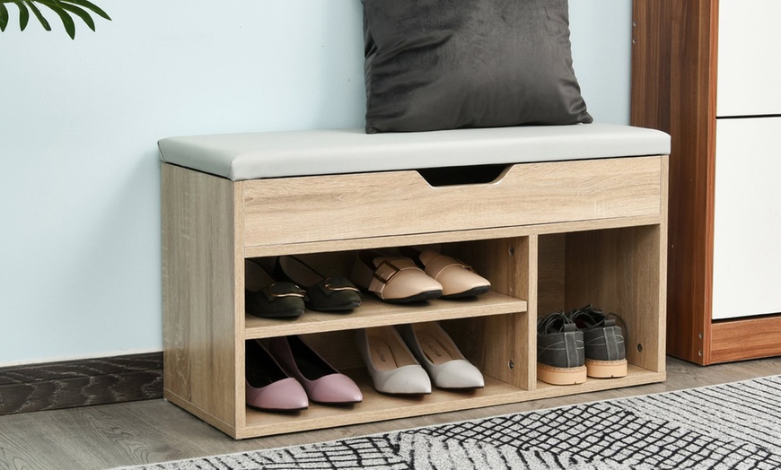 Image 1: HomCom Shoe Cabinet