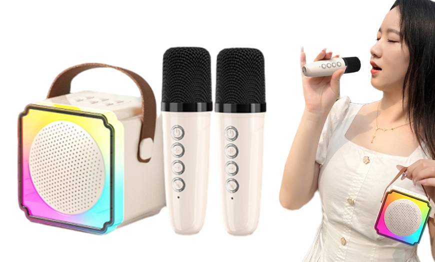 Image 5: Mini karaoke-set met 2 microfoons en speaker