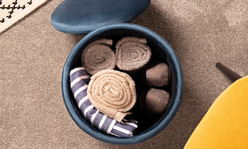 Image 5: Velvet Ottoman Storage Stool