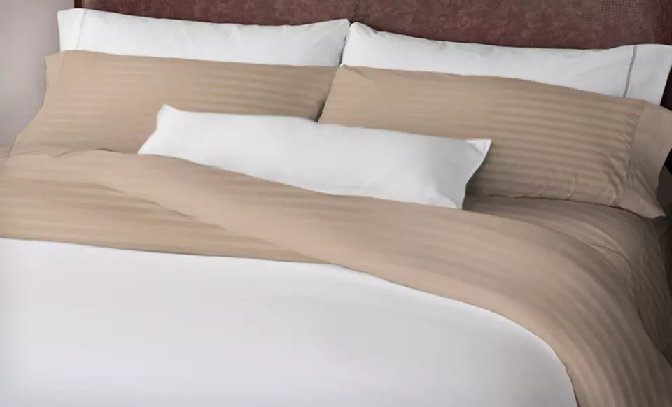 $16.99 for a Hotel New York Dobby-Stripe Microfibre Sheet Set ($60 List Price). Multiple Colours and Sizes Available. - Primary Image