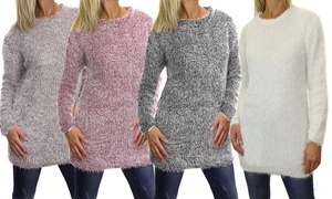 Women's Soft Marl Knit Long Fluffy Jumper