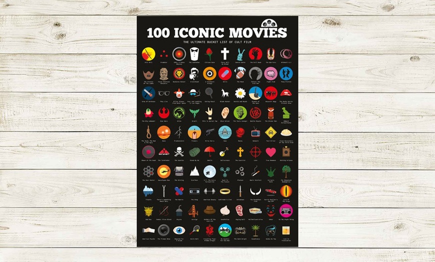 Image 1: Top 100 Iconic Movies Scratch Poster