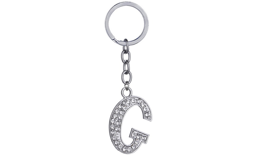 Image 8: Diamante Initial Letter Keychain