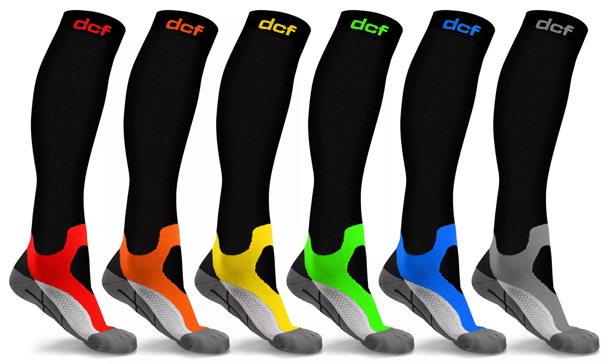 DCF Bright Knee High-Compression Sock Collection (6-Pack) - Second Medium