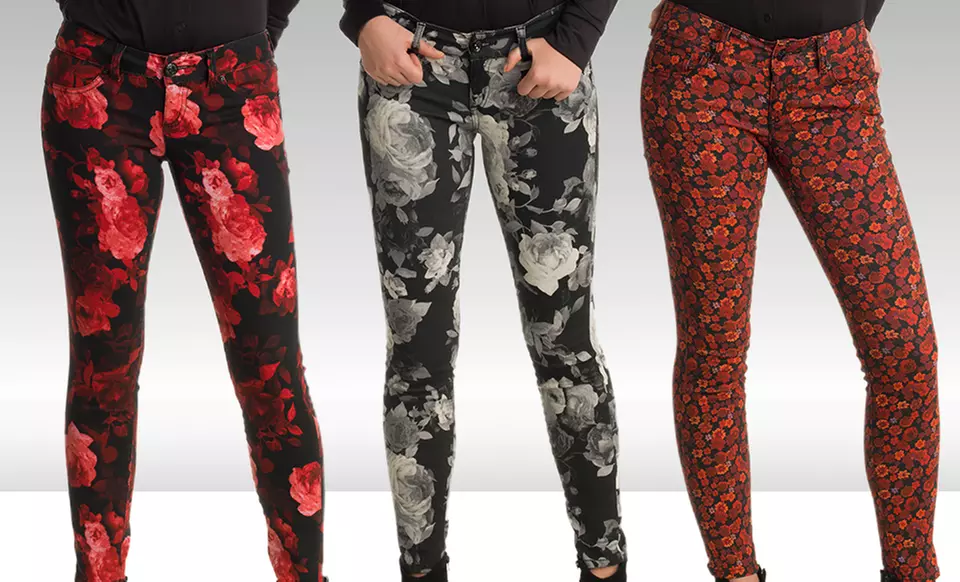 Seven7 Printed Skinny Jeans - Primary Image