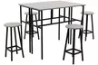 HomCom Six-Piece Bar Table Set, Grey with Space-Saving Design - Image 2