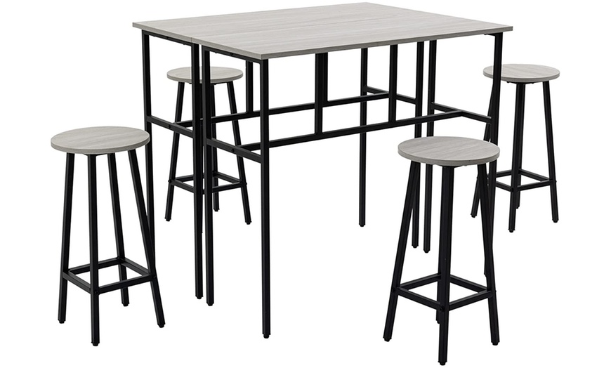 Image 2: Homcom Bar Table with Stools Set