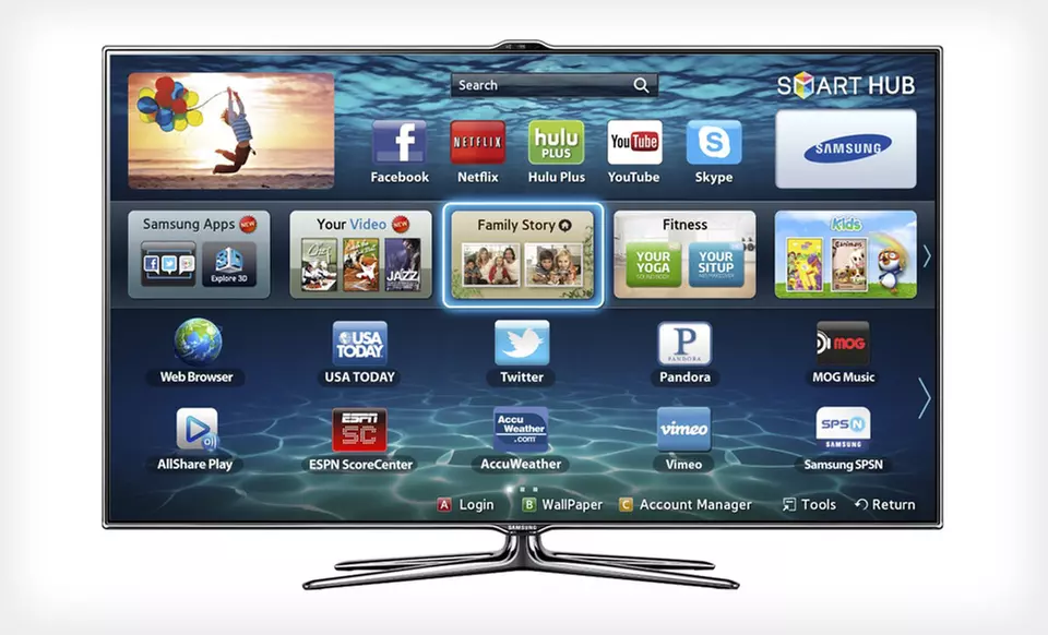 Samsung 46" or 55" 1080p 240Hz Slim Smart-Control LED 3D HDTV (Up to Half Off). Free Shipping and Returns. - Primary Image