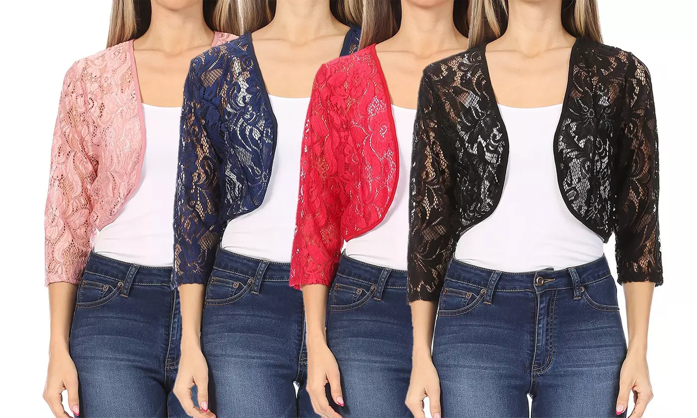 Women's Casual Crochet Lace Bolero Cardigan